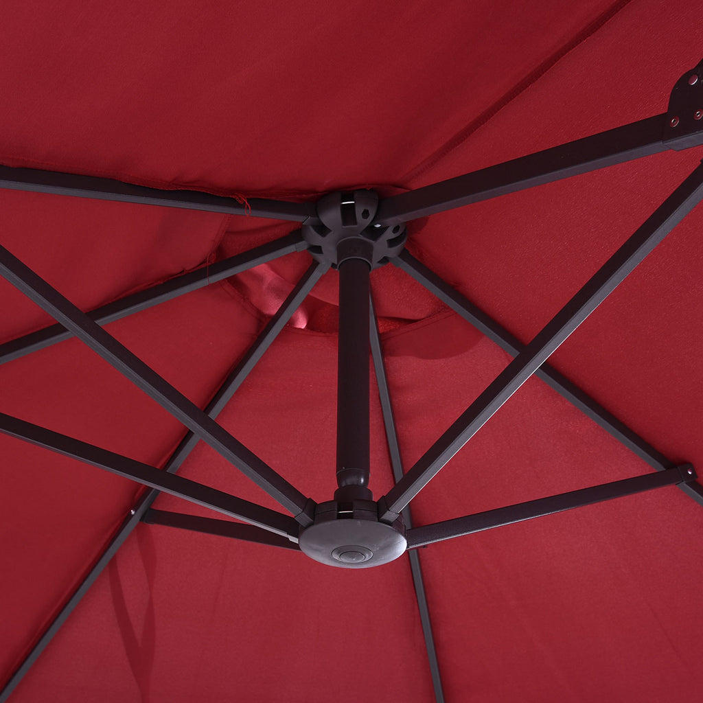 Extra Large 15 ft Patio Umbrella, Double-Sided Wide Outdoor Umbrella with Crank Handle and Air Vents for Backyard, Deck, Pool, Market, Wine Red