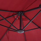 Extra Large 15 ft Patio Umbrella, Double-Sided Wide Outdoor Umbrella with Crank Handle and Air Vents for Backyard, Deck, Pool, Market, Wine Red