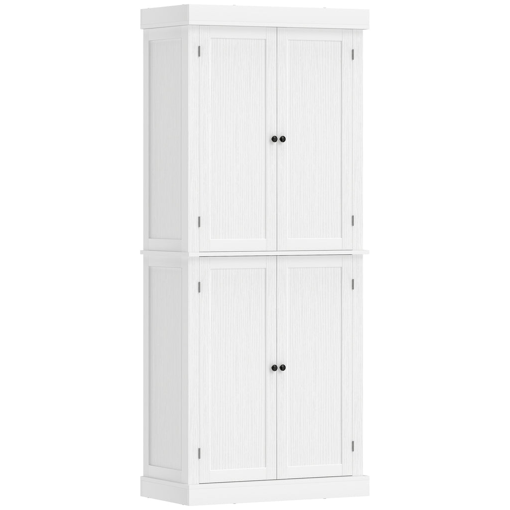 72" Kitchen Cabinet, Pantry Storage Cabinet with Doors and Shelves, Freestanding Food Pantry Cabinet, White Wood Grain