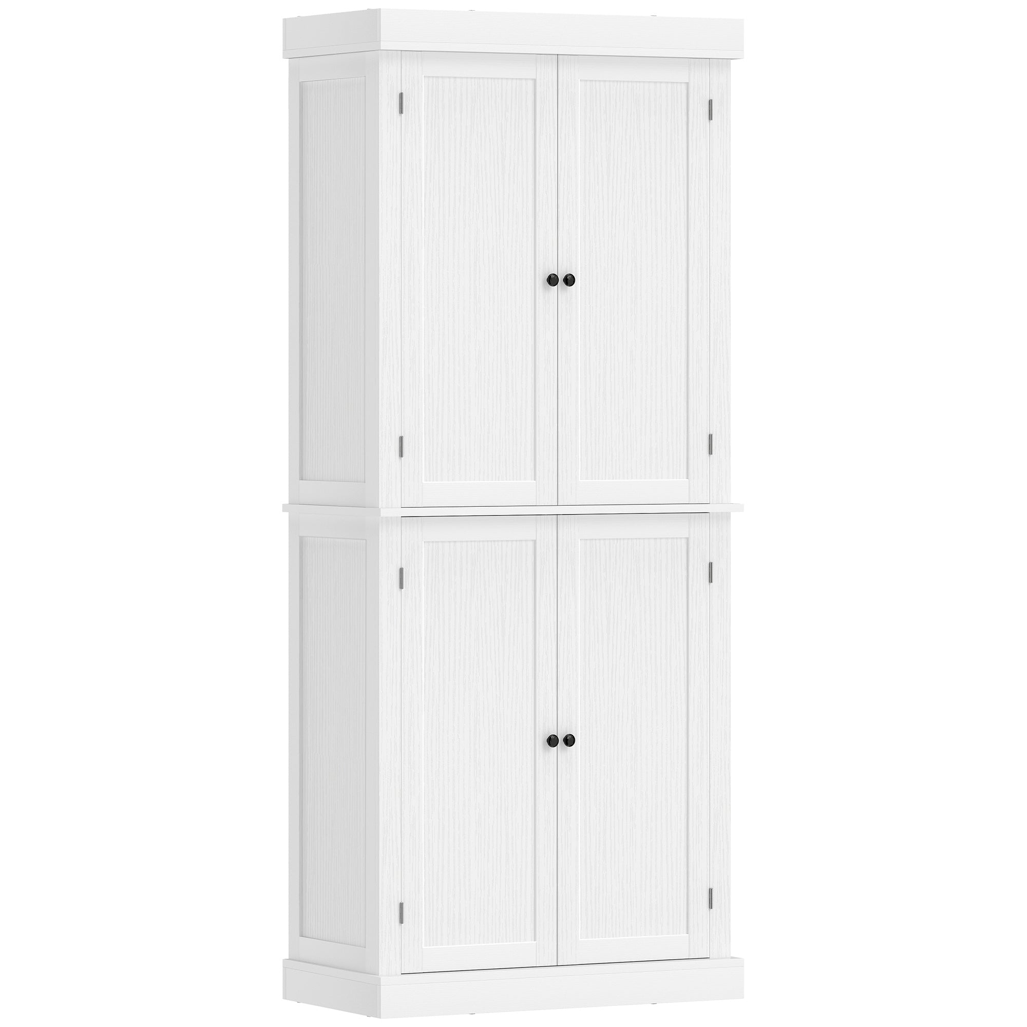 72" Kitchen Cabinet, Pantry Storage Cabinet with Doors and Shelves, Freestanding Food Pantry Cabinet, White Wood Grain