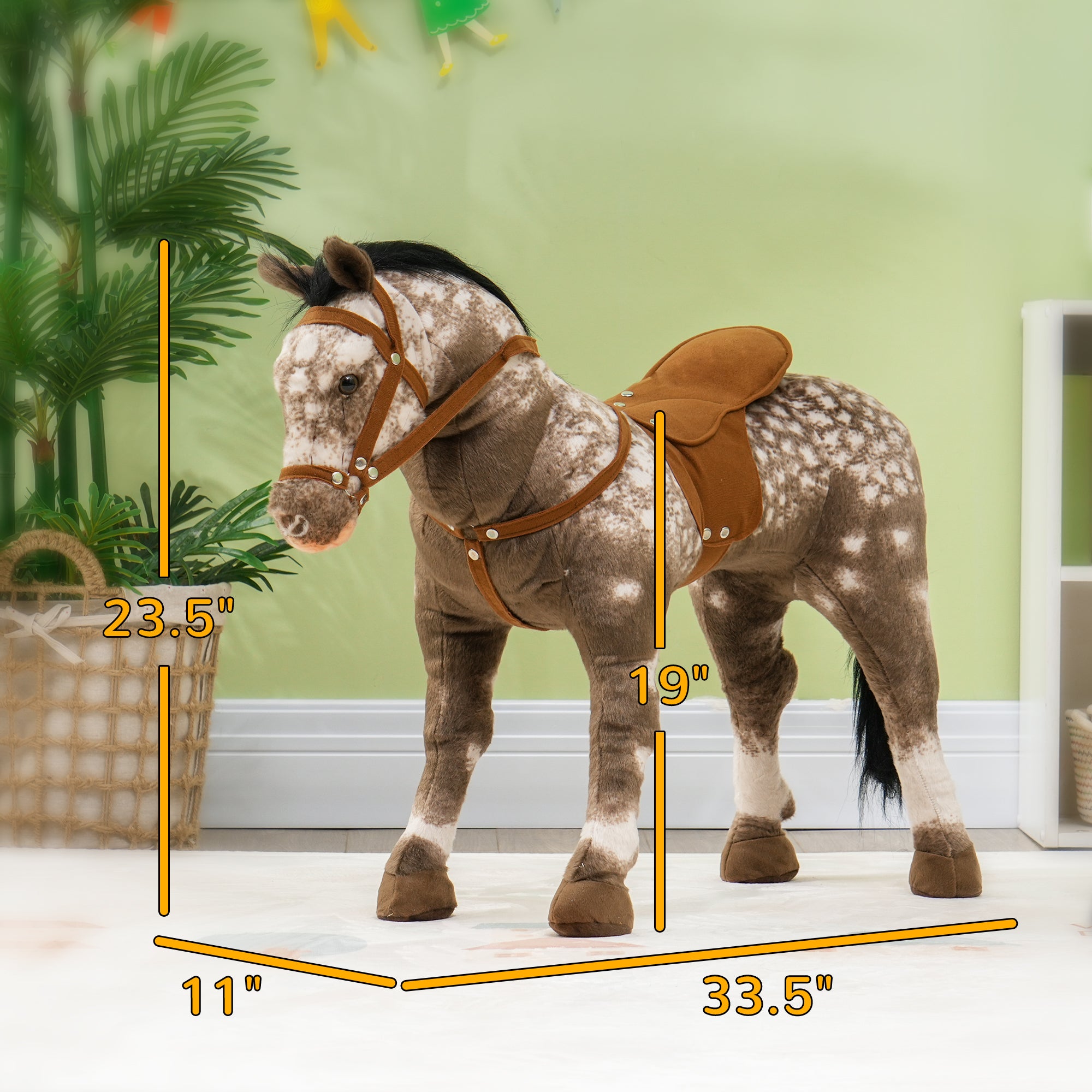 Kids Ride on Horse with Neighing Sound, Saddle for Ages 3-8