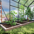 Polycarbonate Greenhouse, Heavy Duty Outdoor Aluminum Walk-in Green House Kit Vent Door, 6.2'x8.3'x6.6' Gray