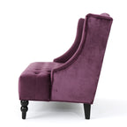 Modern Glam Loveseat Sofa with Velvet Upholstery, Wingback Design, Button-Tufted Diamond Stitch, 50.50" W x 34.00" D x 38.50" H, Raisin