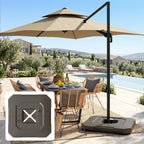 2-Piece Cantilever Umbrella Base Weight Set, 231 lb Water or Sand Fillable Outdoor Offset Umbrella Weights, Brown