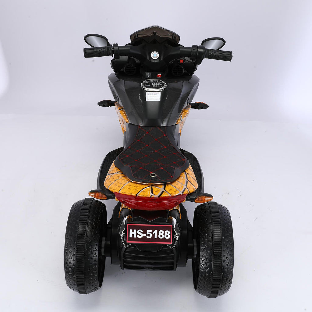 3-Wheel 12V Kids Electric Ride-On Motorcycle with Training Wheels and Headlight, Motorbike with MP3/USB, 43.5'' L x 23.5'' W x 29'' H, Yellow
