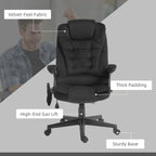 6 Point Executive Office Chair with Heat, Velvet High Back Vibrating Massage Office Chair, Black
