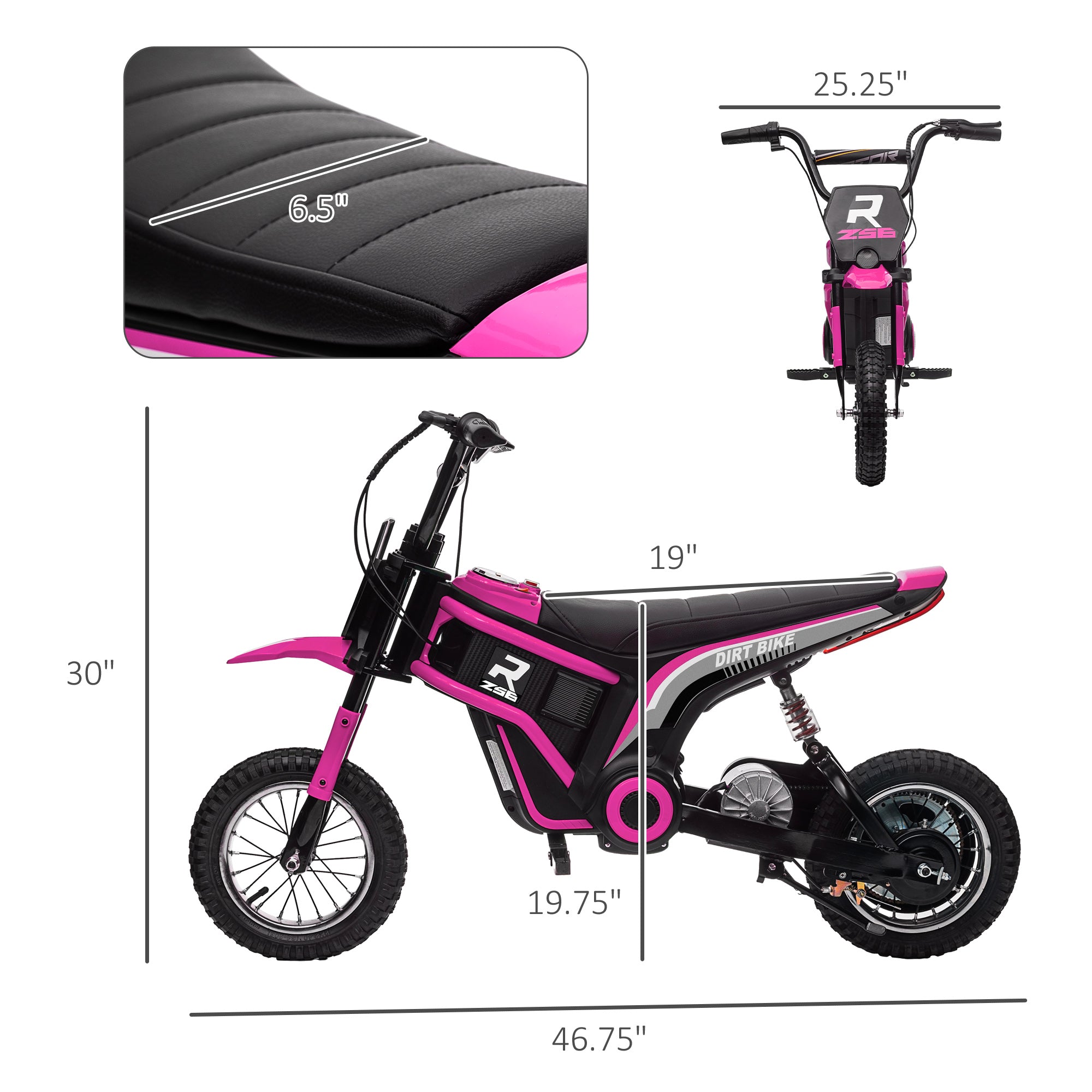 24V 350W Electric Dirt Bike Up to 15 MPH w/ Twist Grip Throttle, Pink