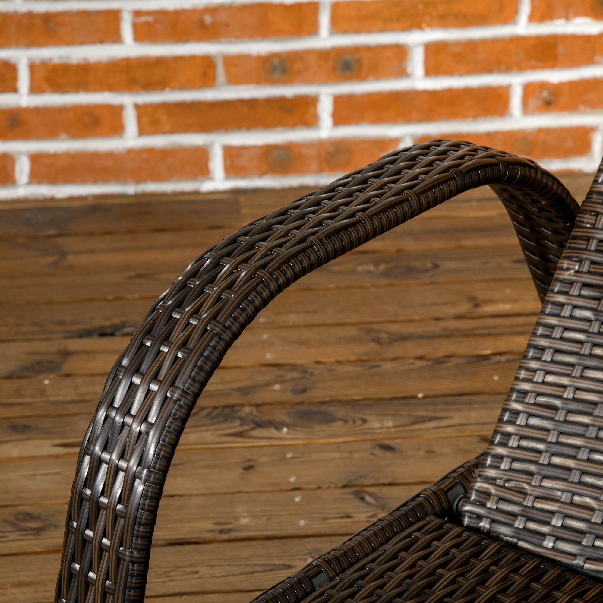 Reclining Chaise Lounge Chair, Rolling Outdoor Chair with Cushion, Pillow, Headrest, Armrests, and Wheels, Brown