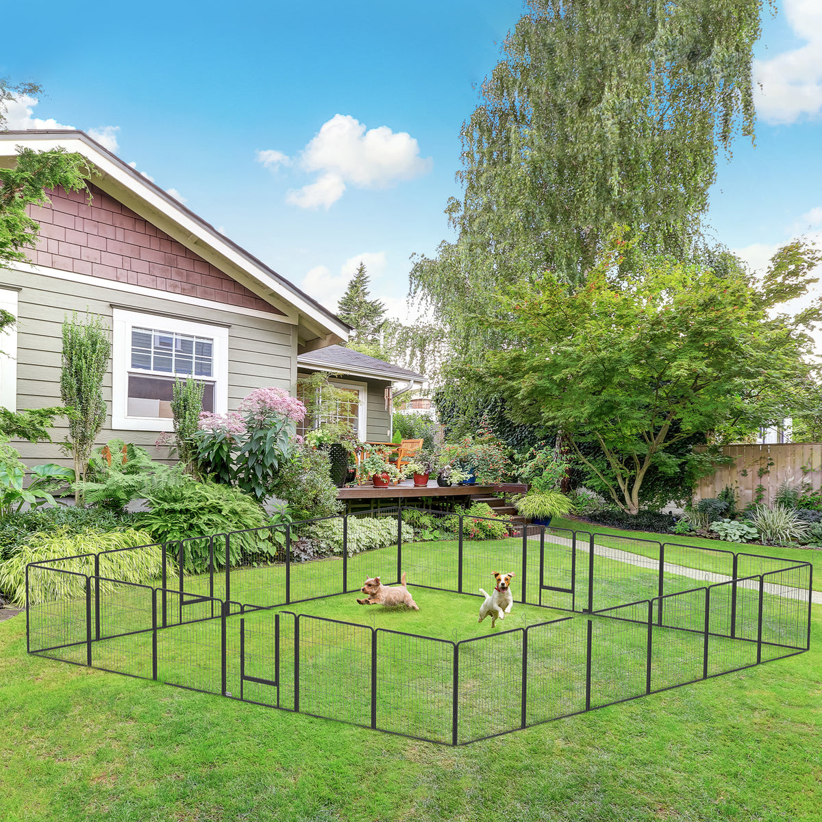 24 Panel Dog Playpen for Small and Medium Dogs with Lockable Door, 15.7' x 15.7' x 2.6'