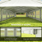 20 x 40 ft Heavy Duty Party Tent Outdoor Gazebo Wedding Tent Event Shelter Carport BBQ with Removable Sidewalls & Windows, Outside Waterproof Canopy for Parties, White