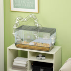 Small Animal Cage for Gerbil or Dwarf Hamster w/ Tubes, Exercise Wheel, Food Dish, Water Bottle, 23" x 13" x 12", Gray
