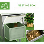 118" Extra Large Chicken Coop with Asphalt Roof, Wooden Hen Run with Slide-Out Tray and Nesting Box, Chicken Hutch for 3-6 Chickens, Gray