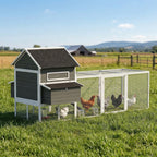 137" Wooden Chicken Coop for 4-6 Chickens, Backyard, Dark Gray