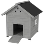 Duck Coop, Wooden Duck House with Openable Roof & Double Doors, Light Gray