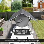 9.6' x 19.5' Carport Heavy Duty Galvanized Car Canopy w/ Included Anchor Kit, 3 Reinforced Steel Cables, Gray
