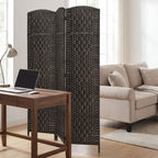 Room Divider, 3 Panel Folding Privacy Screen, 70.9" Tall Portable Weave Partition Wall Divider for Bedroom, Coffee