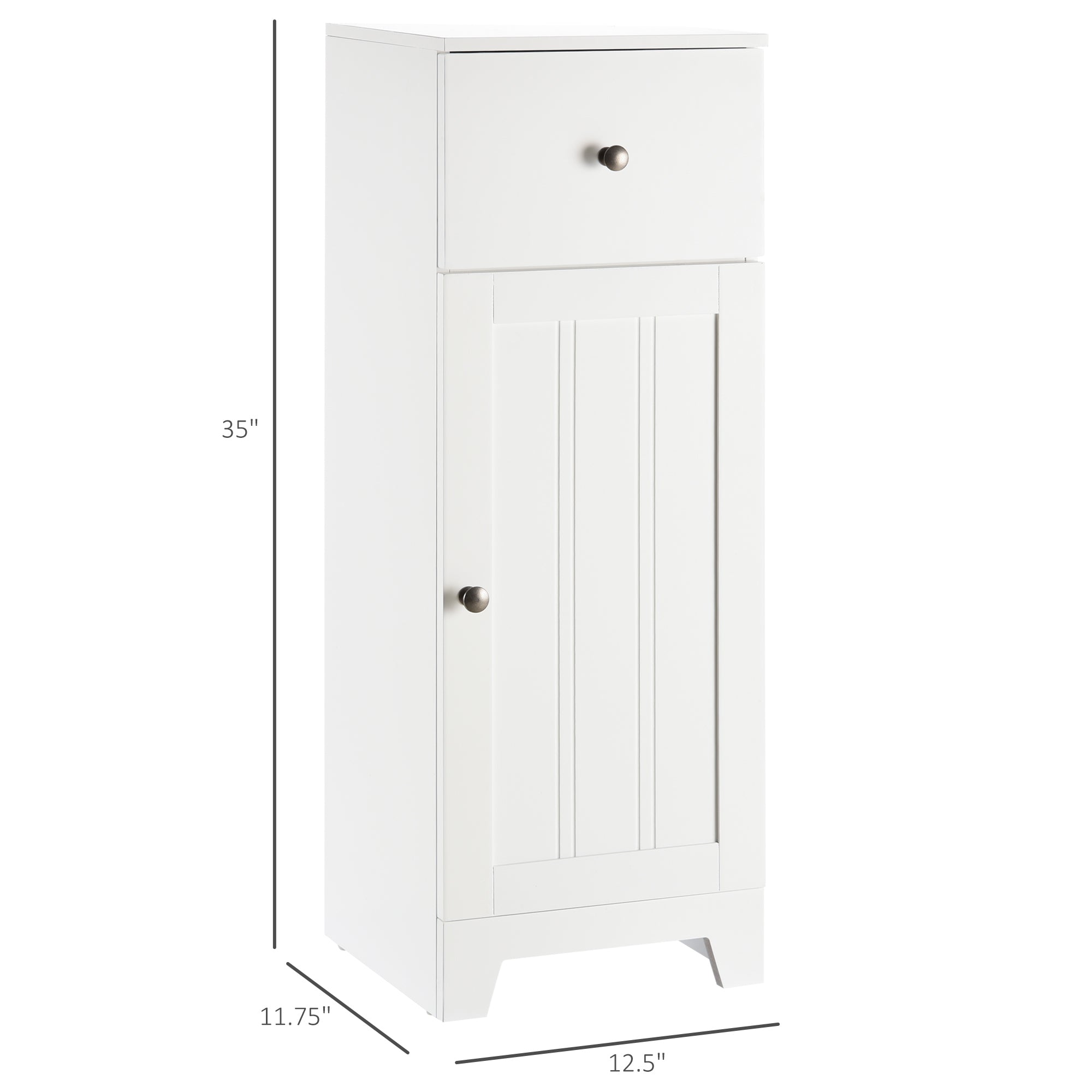 Short Bathroom Storage Cabinet, Cabinet Organizer with 1 Drawer and Adjustable Shelf for Living Room, White
