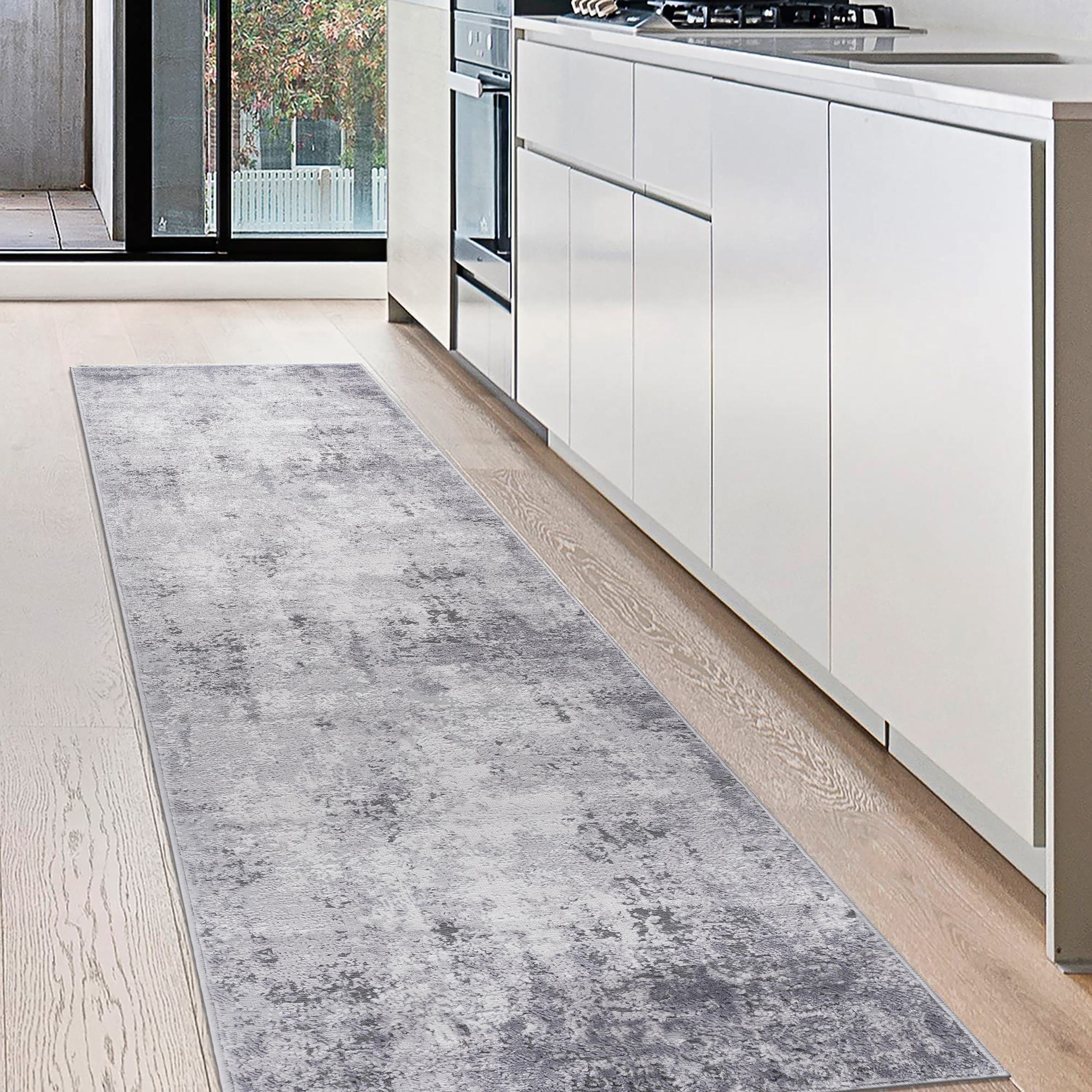Naar 2x8 Stylish Stain-Resistant Area Rug with Non-Shedding Design, Carpet for Living Room, Bedroom, Home Office, 96" L x 26" W x 0.35" H, Gray
