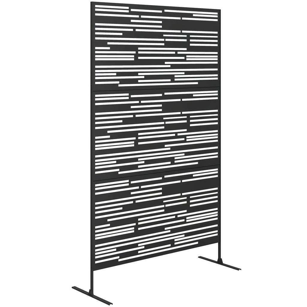 78" H x 48" W Metal Outdoor Privacy Screen, Freestanding Decorative Privacy Fence Screen for Balcony, Black