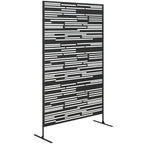 78" H x 48" W Metal Outdoor Privacy Screen, Freestanding Decorative Privacy Fence Screen for Balcony, Black