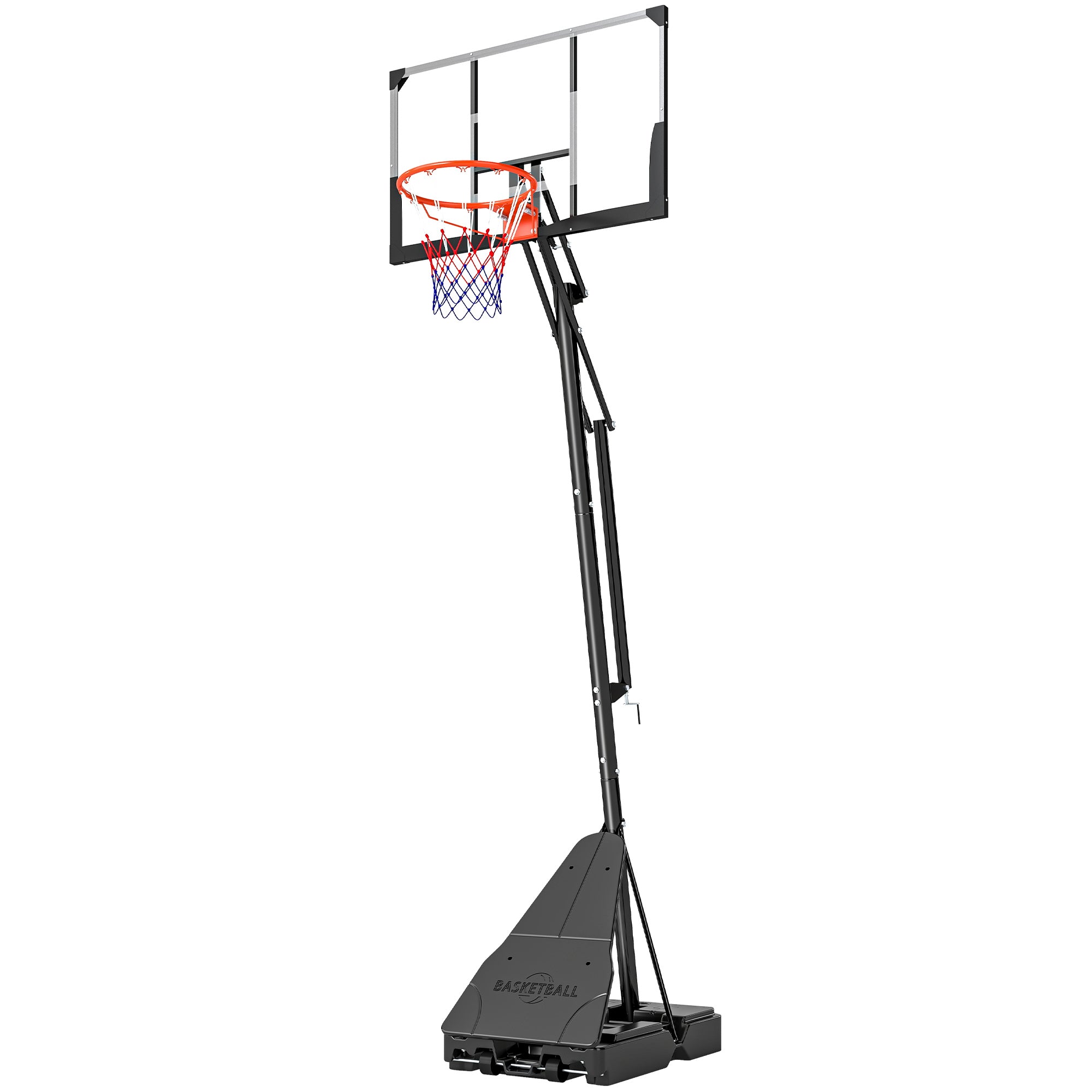 Portable Basketball Hoop Outdoor, 8-10ft Adjustable Basketball Goal, 43 Inch Shatterproof Backboard, Hand-Crank Lift