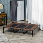 XL Elevated Dog Bed, Outdoor Raised Dog Bed, Portable Pet Cot w/Carry Bag Metal Frame Breathable Mesh Indoor and Outdoor Tan