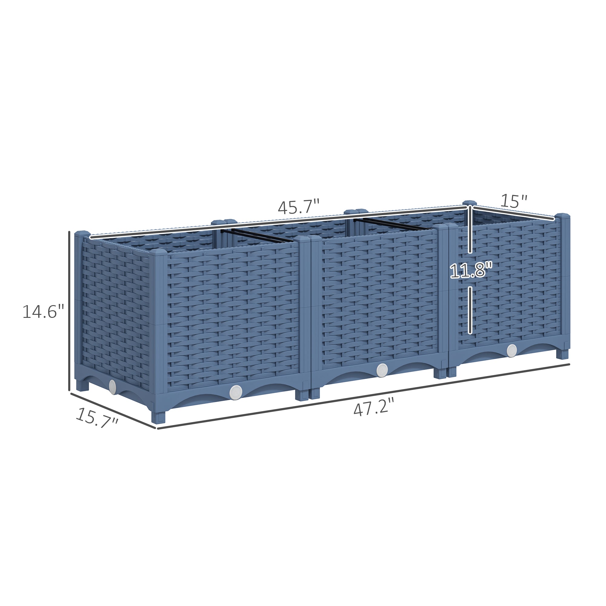 Plastic Raised Garden Bed, 4 x 1 x 1 ft Outdoor Flower Box with Drainage Holes for Vegetables, Herbs, Blue