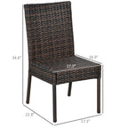 4 PE Rattan Outdoor Dining Chairs with Cushions, Patio Wicker Dining Chairs with Backrest, Brown
