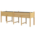 Wooden Raised Garden Bed, Large Elevated Planter Box with Legs, Bed Liner and Drain Holes, 7.4' x 1.8' x 2.6', Natural