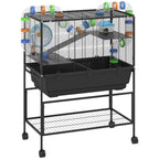 3 Tier Hamster Cage, Rolling Rat Cage with Deep Tray, Storage Shelf, Big Exercise Wheel, Hut, Tube System