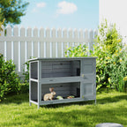 54" 2-Story Large Rabbit Hutch Bunny Cage Wooden Pet House Small Animal Habitat Lockable Doors, Tray, Roof, Gray