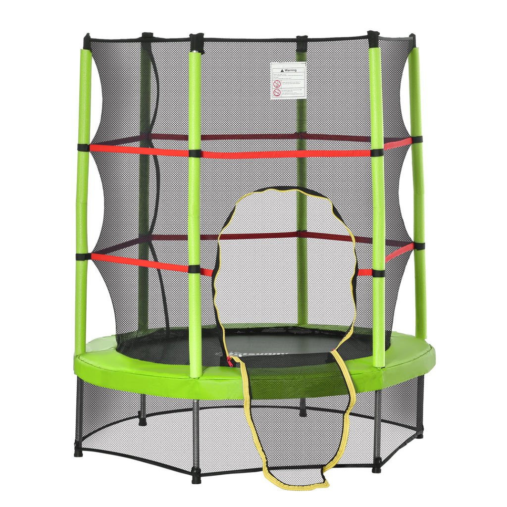 Φ5FT Kids Trampoline with Enclosure Net for Age 3 to 6 Years Green