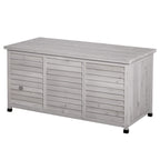 75 Gallon Wooden Deck Box, Outdoor Storage Container with Aerating Gap & Weather-Fighting Finish, Grey