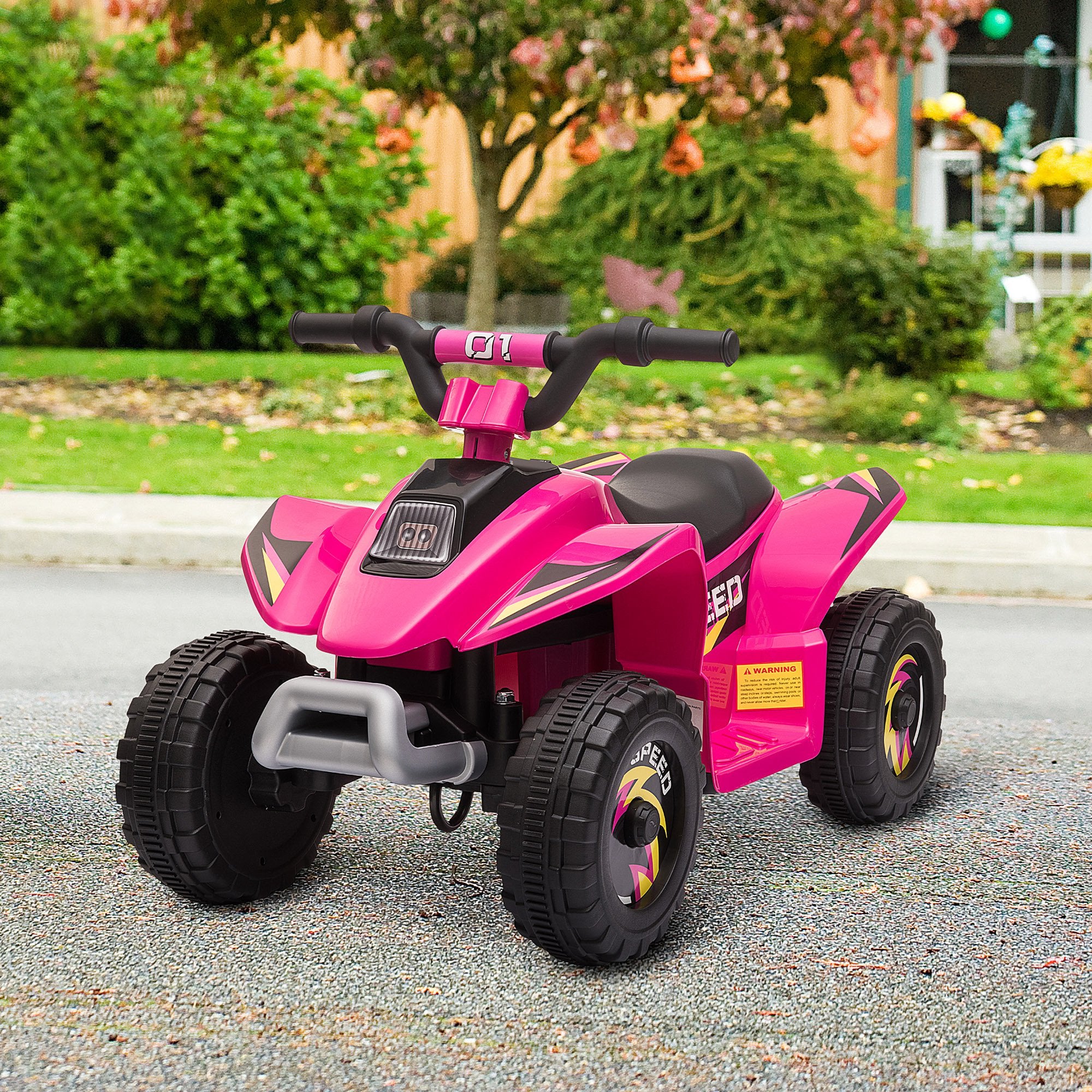 6V Kids ATV 4-Wheeler Ride on Car, Electric Motorized Quad Battery Powered Vehicle with Forward/Reverse Switch for 18-36 Months Old Toddlers, Pink
