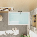 43" Acrylic Freestanding Bathtub with Built-In Seat and Ergonomic Sloping Backrest, Tub for Bathroom, 43.3" L x 27.6" W x 24.8" H, Gloss White
