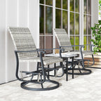 Wicker Rattan Swivel Patio Glider Chair Set of 2, Outdoor Glider Chair with Steel Frame, High Back, Armrests, Yellow