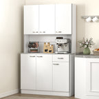 71" Kitchen Pantry Cabinet, Tall Storage Cabinet with Microwave Stand, Modern Kitchen Hutch with Countertop, 6 Doors, Storage Drawer, 3 Adjustable Shelves for Living Room, Dining Room, White