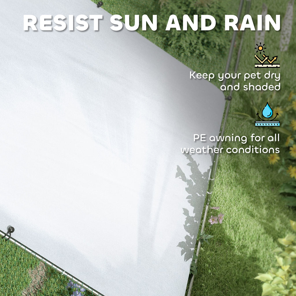 Large Chicken Coop with Waterproof and Anti-UV Cover, Spire Shaped for Outdoor and Yard Farm Use, 9.8' x 32.8' x 6.4'