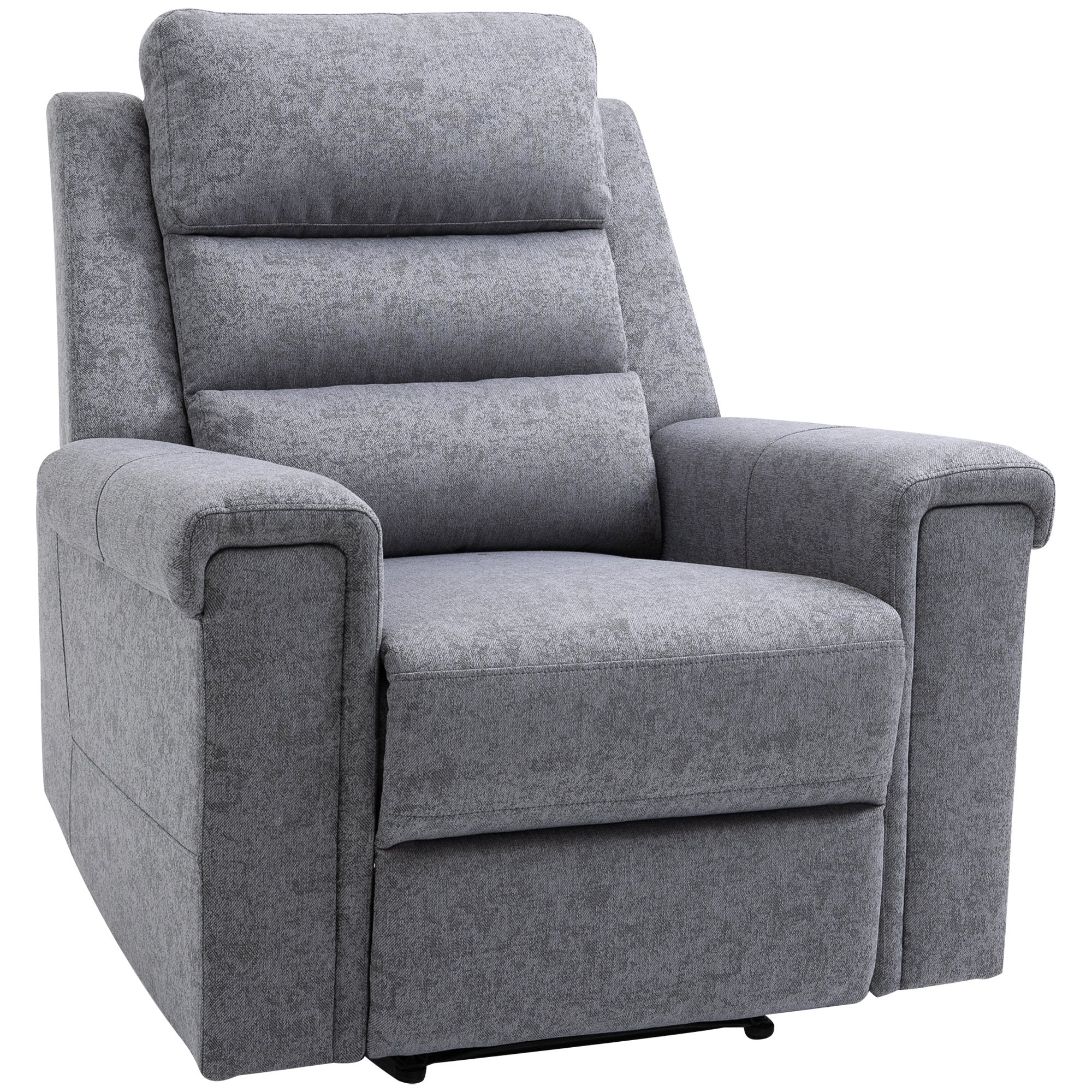 Modern Recliner Chair Linen Fabric Single Sofa Home Theater Seating with Overstuffed Armrest and Back, Grey
