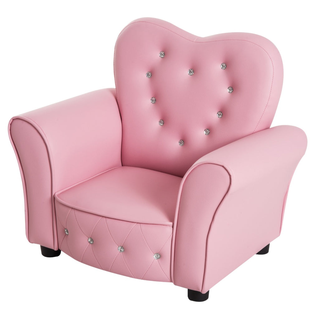 Kids Sofa Toddler Tufted Upholstered Sofa Chair Princess Couch Furniture with Diamond Decoration for Preschool Child, Pink