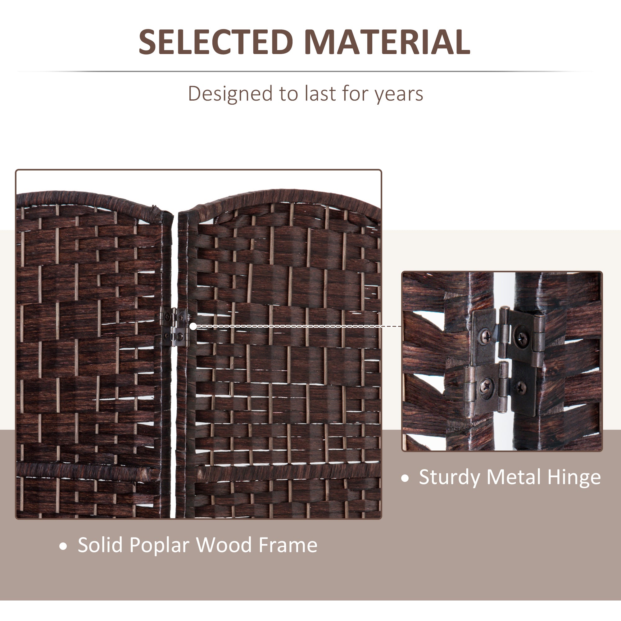 Room Divider 3 Panel, 6FT Tall Folding Privacy Screen, Freestanding Hand-Woven Partition for Room Separation with 360° Hinges, Paper Rope Diamond Weave, Brown