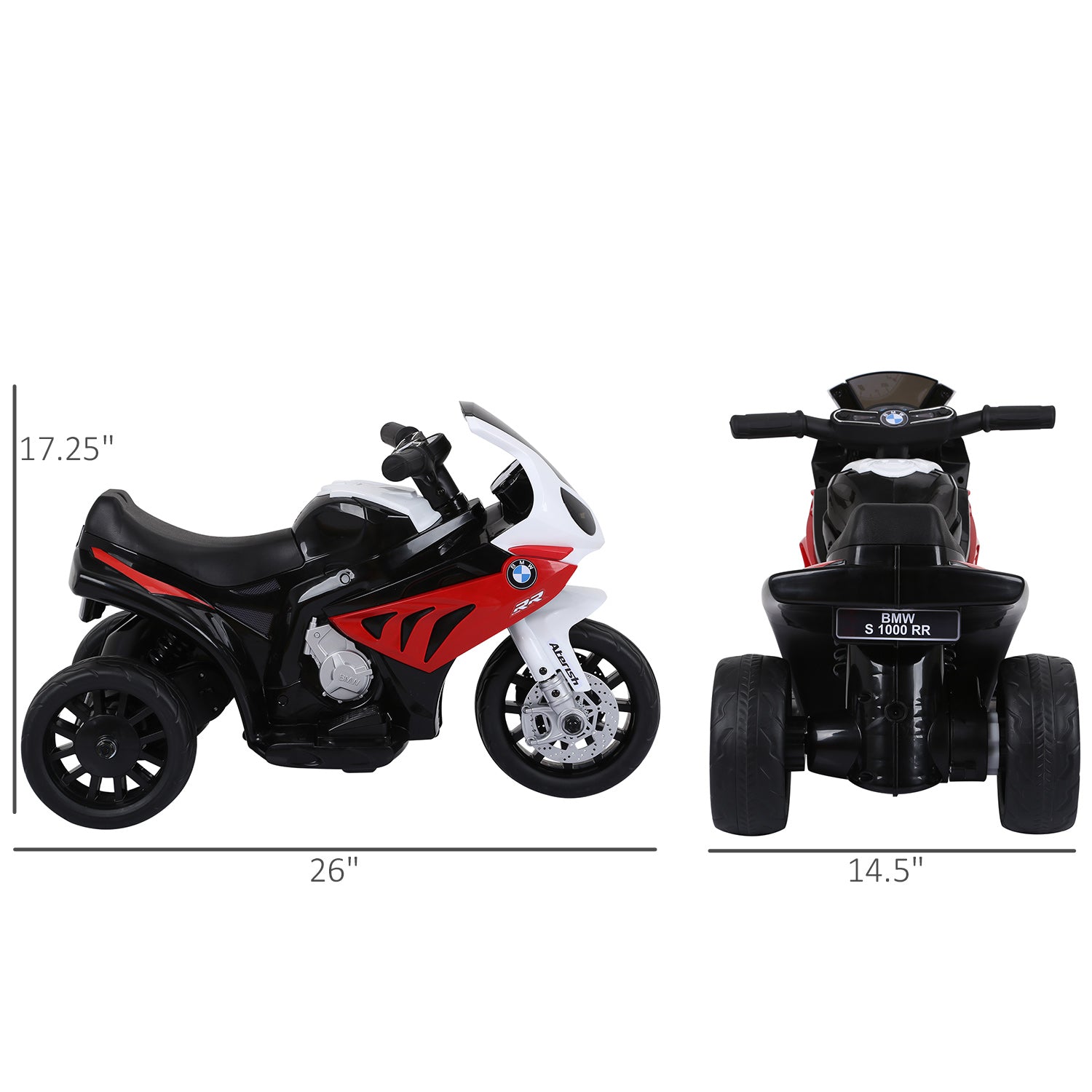 6V 3 Wheeled Electric Motorcycle, Kids Motorcycle Licensed with Headlight, Music, Red