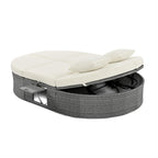 2-Person Patio Daybed with Adjustable Backrest & Cup Tray, Wicker Chaise Lounge with Thick Cushion, 78.5'' L x 55.5'' W x 16.5'' H, Beige