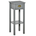 2-Tier Tall Side Table, Nightstand End Table w/ Drawer & Bottom Shelf for Living Room, Bedroom, Gray