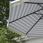 9ft Patio Umbrella Outdoor Table Umbrella w/ Tilt, Crank, Ruffled, 8 Ribs for Garden, Deck, Pool, Blue Stripe