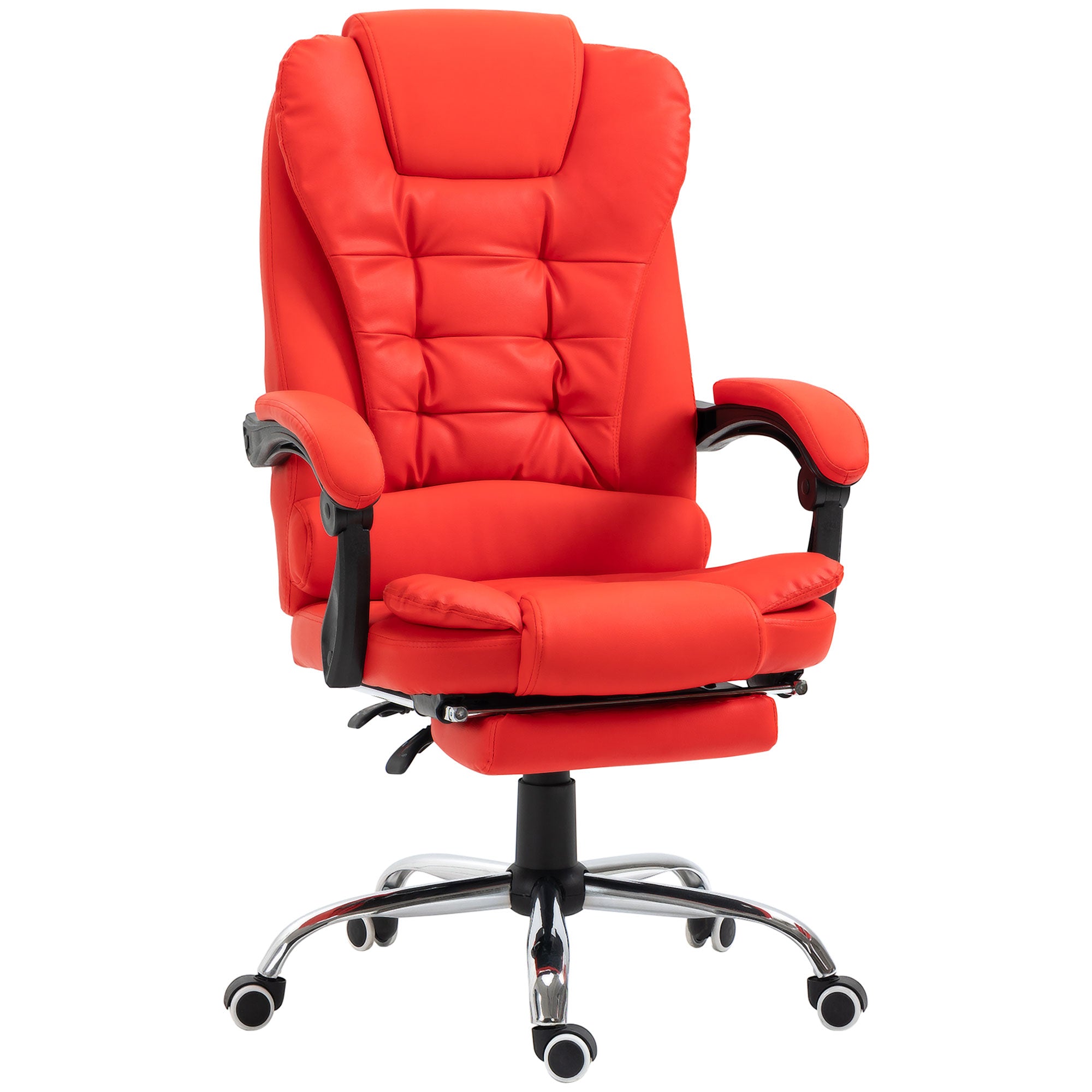 Executive Office Chair, High Back Reclining Computer Chair with Footrest and Armrest, Red