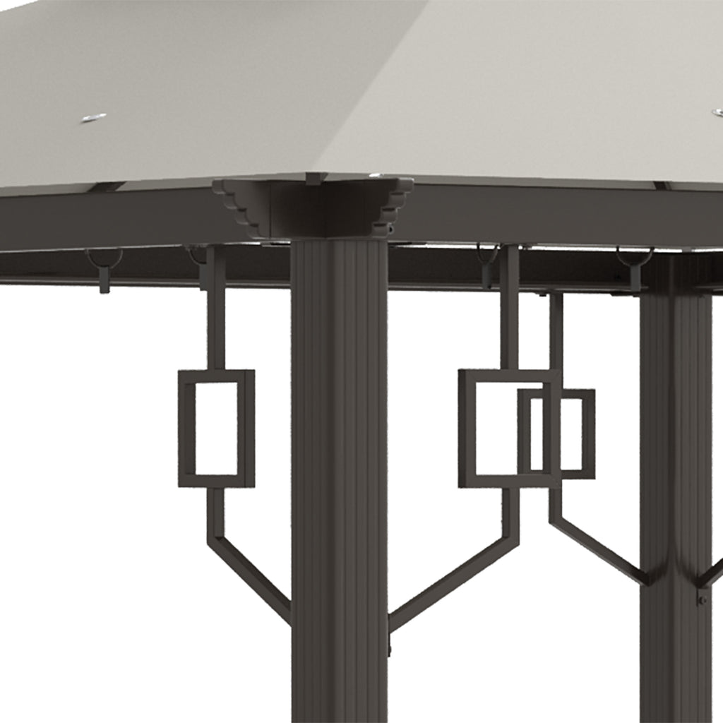 10' x 10' Patio Gazebo, Double Roof Outdoor Gazebo with Privacy Curtains, Mesh Netting, Aluminum Frame Outdoor Canopy Shelter, Cream White