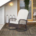 Outdoor PE Rattan Wicker Recliner Rocker Chair w/ Soft Cushion for Garden