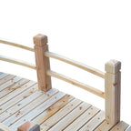 5 ft Wooden Garden Bridge Arc Footbridge with Railings for your Backyard, Natural Wood