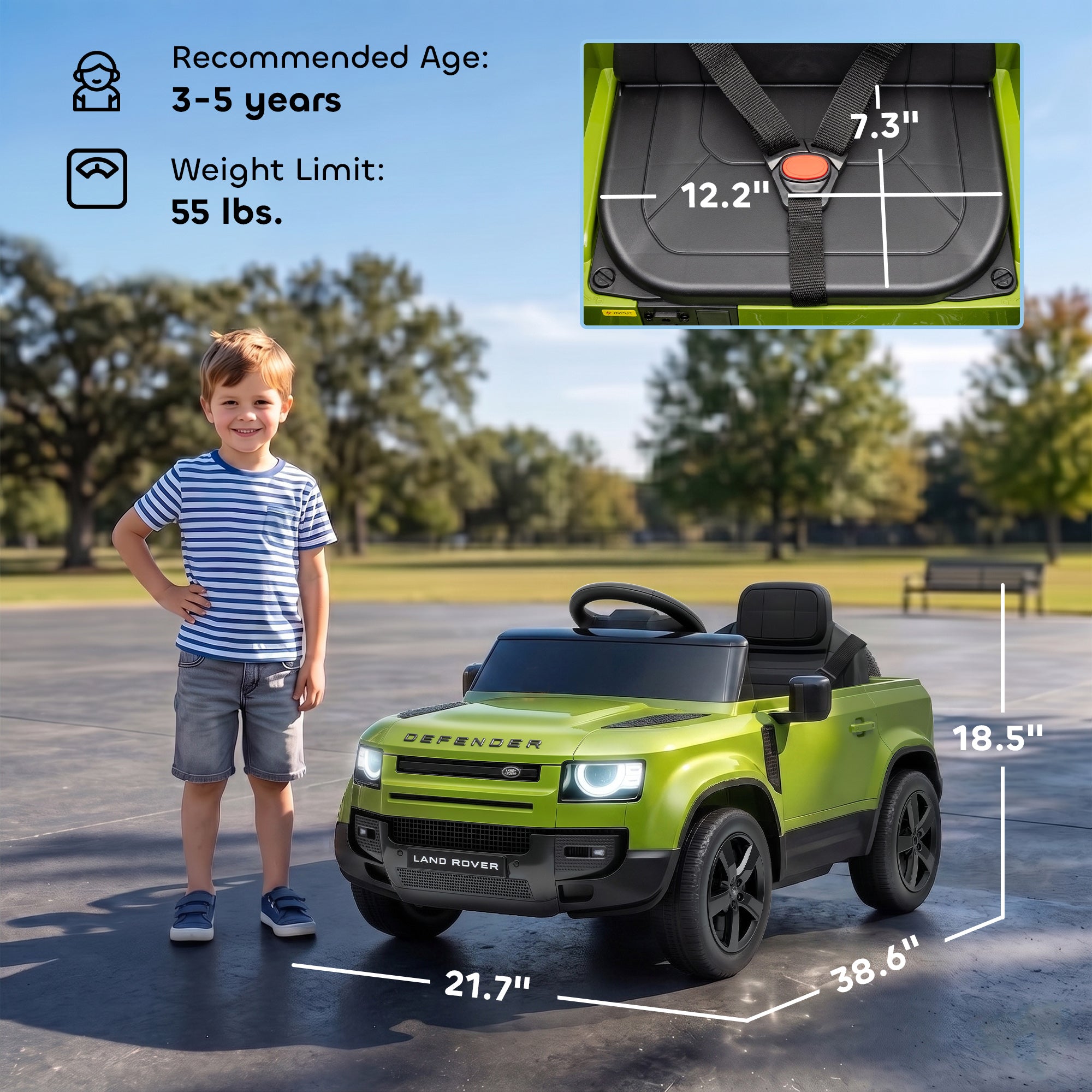 12V Ride on Car Licensed with Remote, Suspension, Slow Start, 3 Speeds, Lights, Music, Horn for 3-5, Green
